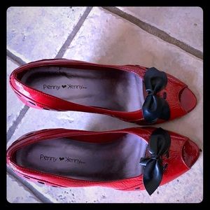 Only worn once, adorable red wedges!